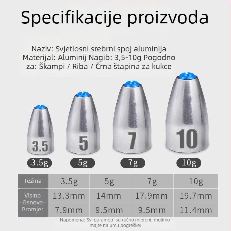 Kugličasta utega za Carolina Rig, šuplje jezgro s plastičnim jezgrom, dugo bacanje, protiv zapinjanja, karbonska čelika
