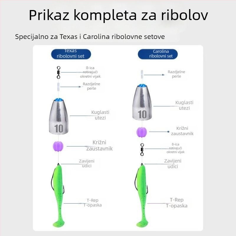 Kugličasta utega za Carolina Rig, šuplje jezgro s plastičnim jezgrom, dugo bacanje, protiv zapinjanja, karbonska čelika