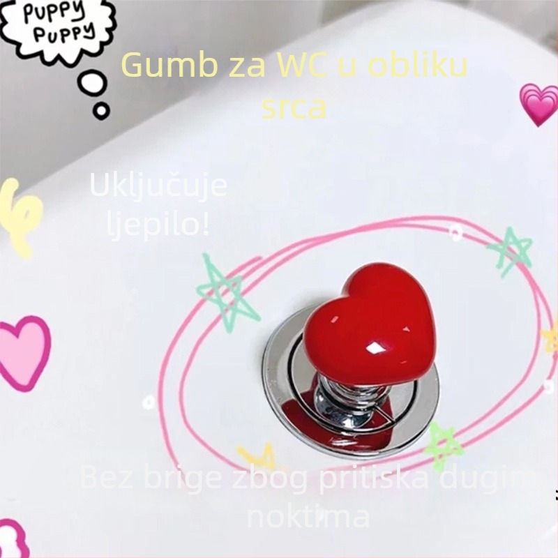 Srcolični gumb za WC, plastični, injekcijsko oblikovanje, montaža ljepilom, stil lagani luksuz