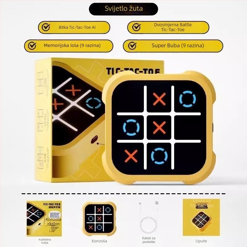 Elektronička igra Tic-Tac-Toe, četiri u jednom, vježba memorije, stolna igra za djecu 7–14 godina, potiče koordinaciju ruka-oko