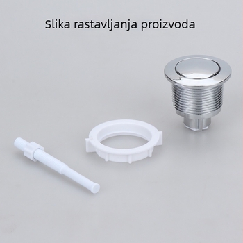 Dodatna oprema za spremnik toaleta, gumb za ispiranje na pritisak, kružni gornji s navojem, elektroplating završna obloga, injekcijsko prešanje + sklapanje, moderan minimalistički stil