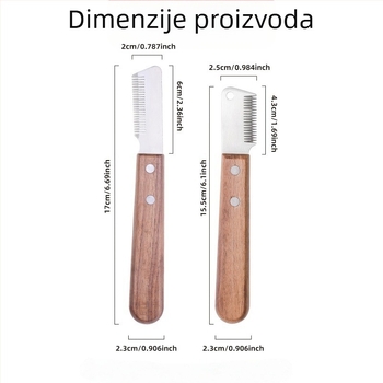 Alat za njegu psa s drvenom drškom – češalj za uklanjanje dlake / brijački nož za lako uklanjanje dlake i nježno oblikovanje, 240 komada u pakiranju