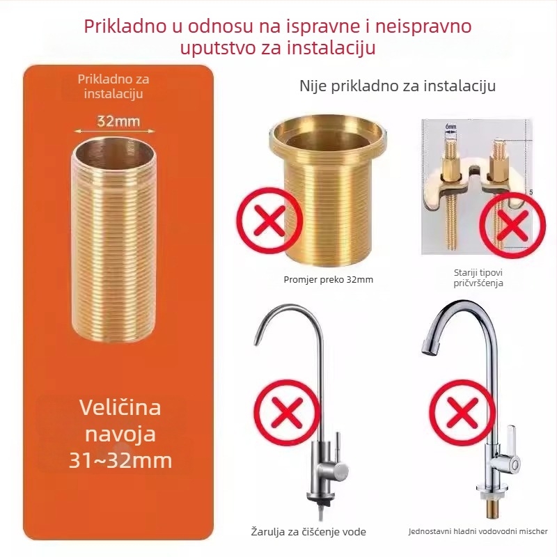 Držač slavine za sudoper od nehrđajućeg čelika, brzo montiranje, matica protiv otpuštanja, izravna upotreba, moderan minimalistički stil