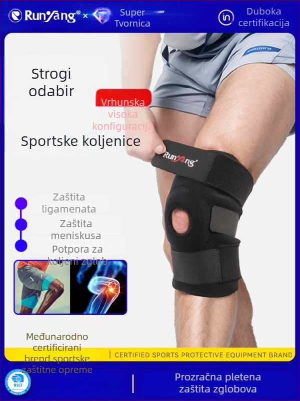 Sportska koljena zaštita s tri remena za badminton, trčanje i košarku, zaštita koljena, protiv sudara, prozračna za planinarenje na otvorenom