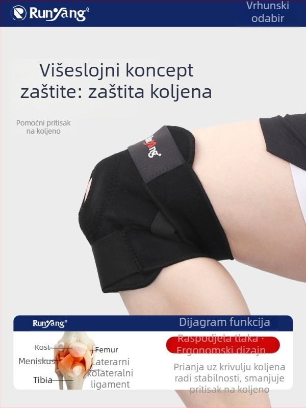 Sportska koljena zaštita s tri remena za badminton, trčanje i košarku, zaštita koljena, protiv sudara, prozračna za planinarenje na otvorenom