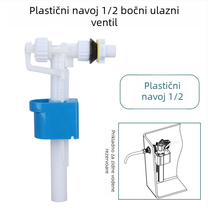 Bočni dovodni ventil za WC — plastika, injekcijski oblikovan, modern dizajn