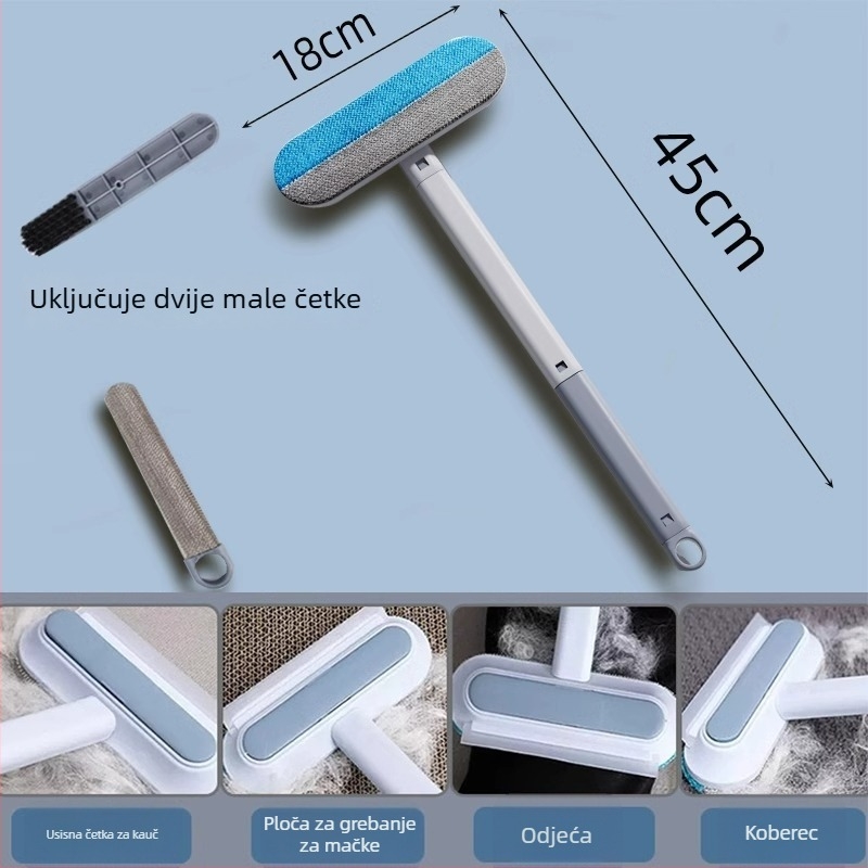 Višenamjenska četka za uklanjanje dlaka za kućne ljubimce – za sofu, tepih i prozore; uklanja dlake mačaka i psa; Značka: Nerve cat; Materijal: Plastika.