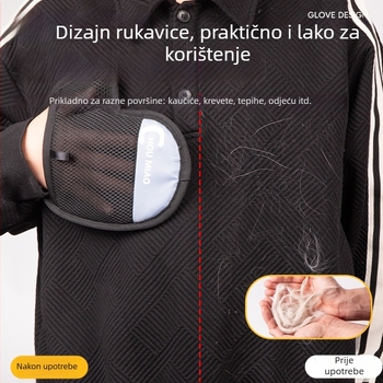 Rukavica za uklanjanje dlaka kućnih ljubimaca – materijali: mrežasto platno i četkasto platno; Marka: Cute to all living beings; Uvoz: Ne