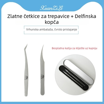 Klipovi za trepavice – visoka preciznost za presađivanje trepavica, delfin-klips, metalni alati u setu
