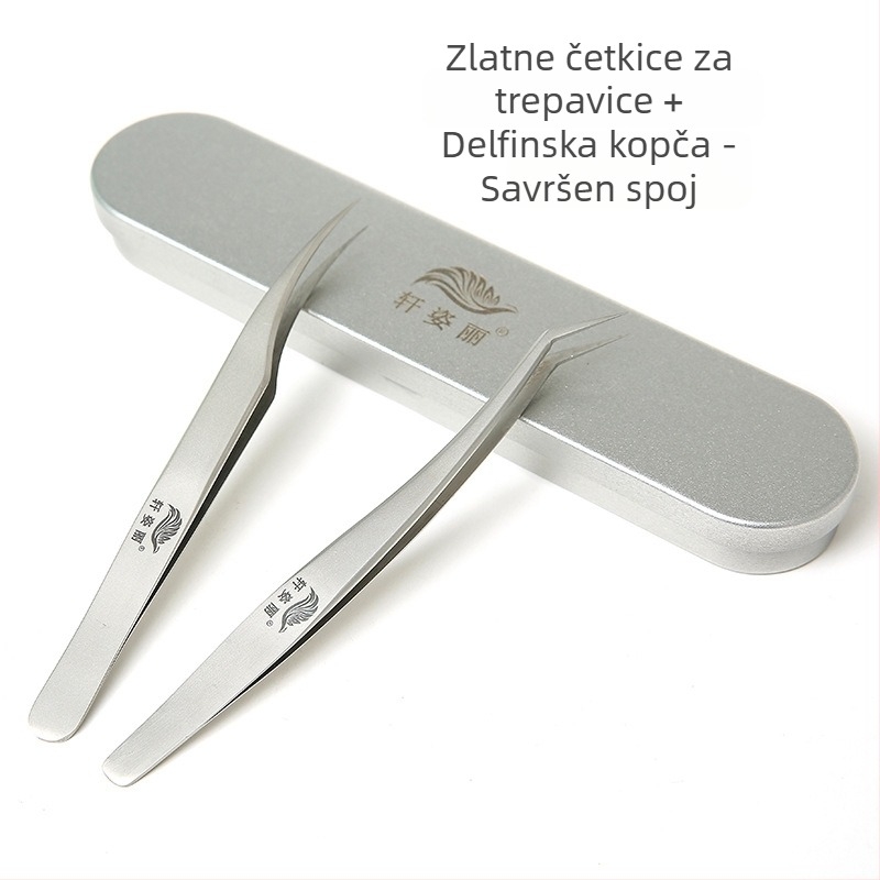 Klipovi za trepavice – visoka preciznost za presađivanje trepavica, delfin-klips, metalni alati u setu