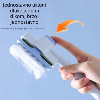 Samočistični češalj za kućne ljubimce s ravnim redom gustih zuba za mačke i pse — ABS + čelične igle, LB-095529