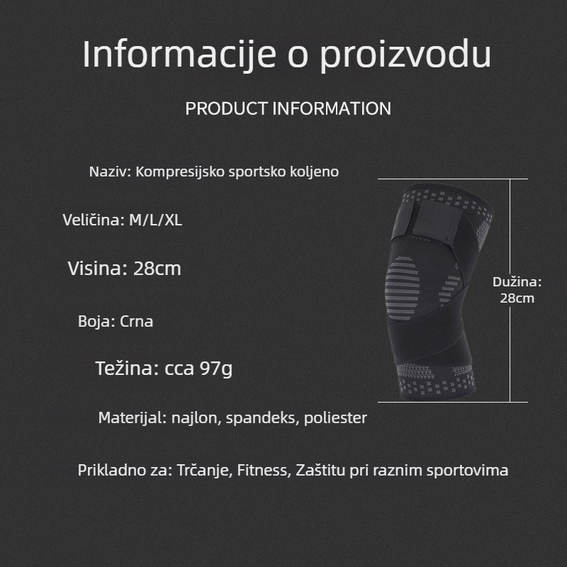 Koljeno štitnik, poliester vlakna, 95 g, za odrasle