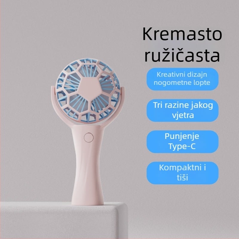 Prijenosni ručni ventilator - Brushless motor, Ugrađena baterija 500–800 mAh, 3 brzine, Trajanje 3–6 h