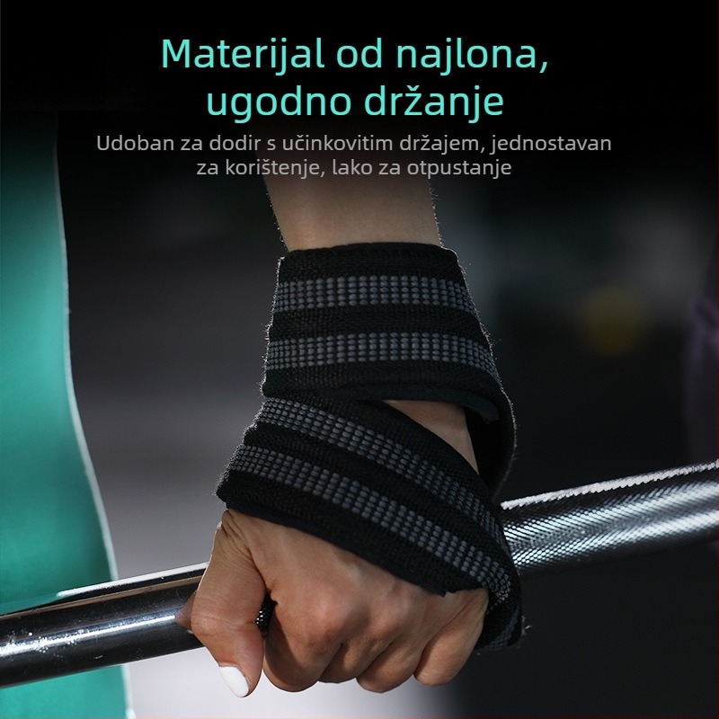 Naramnica za zapešće za dizanje utega, protuklizna, poliester, za odrasle, mrtvo dizanje i fitness