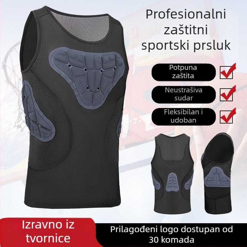 Kombinirana sportska zaštitna vest s pjenastom oblogom za odrasle; zaštita struka; pogodno za nogomet, košarku, ragbi, bejzbol i skijanje