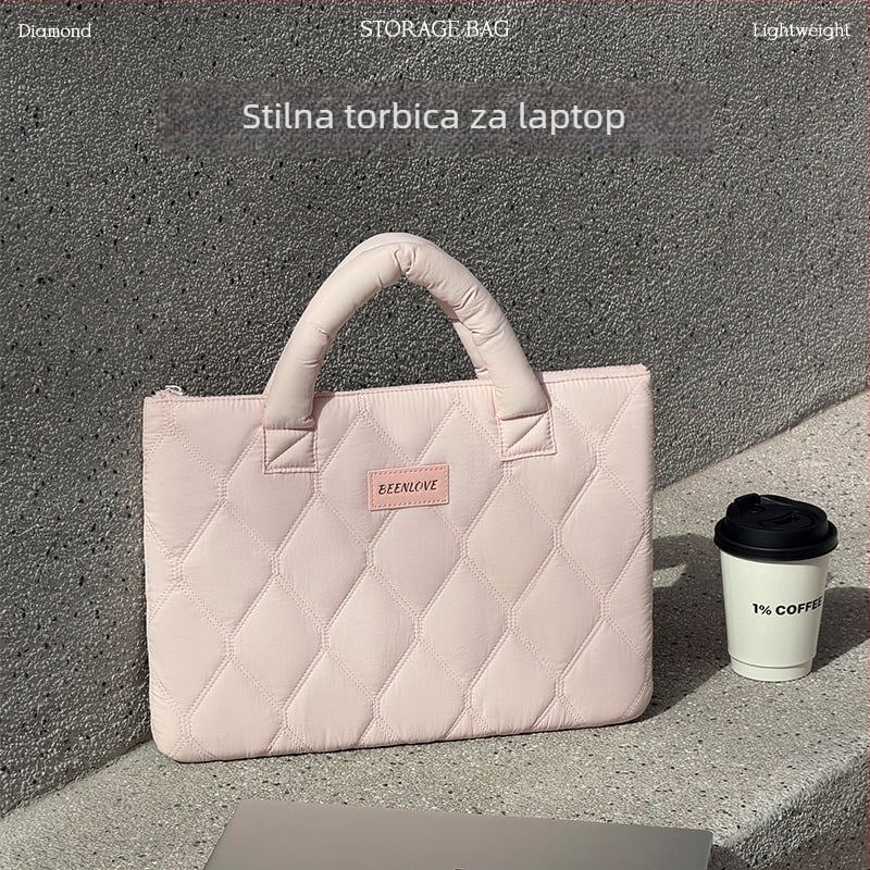 Laptop torbica — izuzetno lagana, otporna na udarce, kompaktna za pohranu; vanjski najlon, unutarnja podstava od poliestera; gradski minimalistički stil.