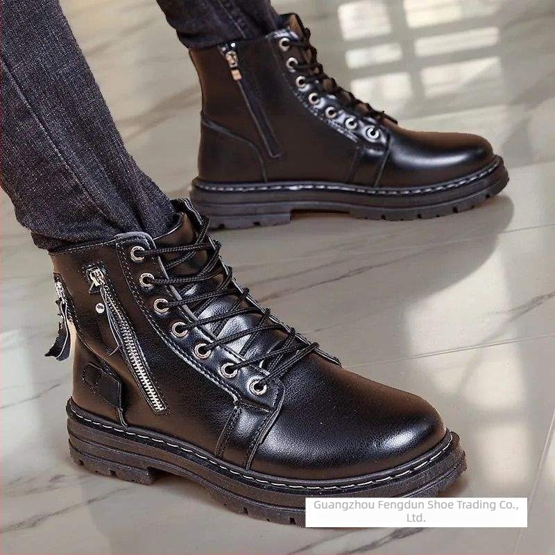 Martin čizme za muškarce, zimske, gornji dio od mikrovlaknastog kože, gumeni potplat, podstava od ovčje kože, ulošak od pamuka