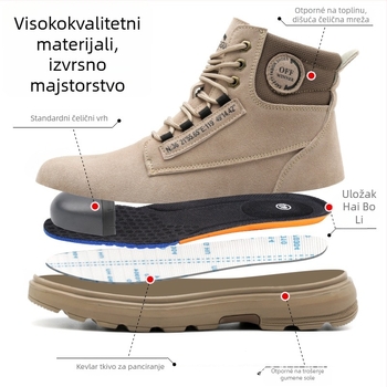 Visoke zaštitne cipele od suede s otpornost na udar i perforiranje, čelični vrh, izolacija, protukliznost