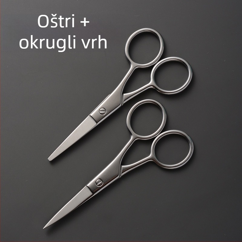 Nerđajuće čelične škare za obrve, nos i bradu s okruglim vrhom