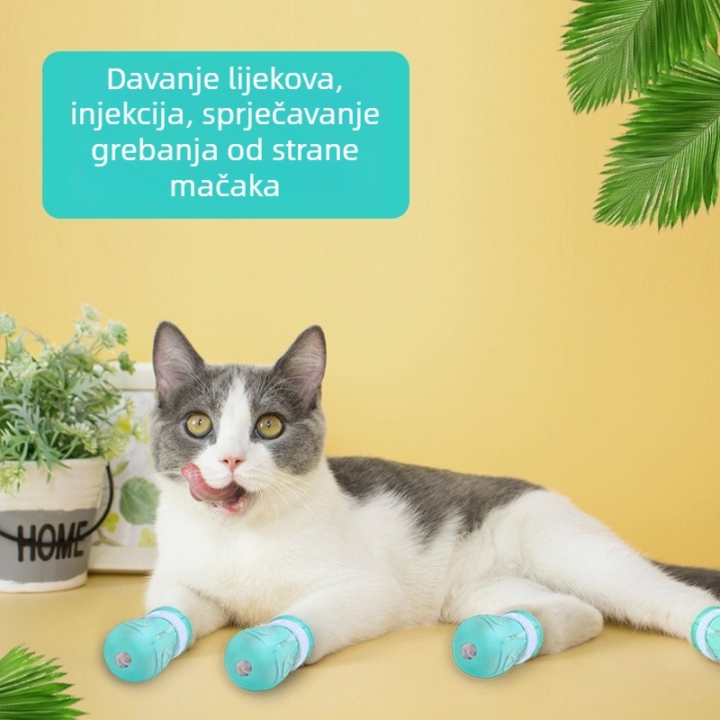 Protuklizne navlake za mačje šape i čizme protiv grebanja za kupanje – višenamjerne mačje cipele i vrećica za pranje, mekana plastika