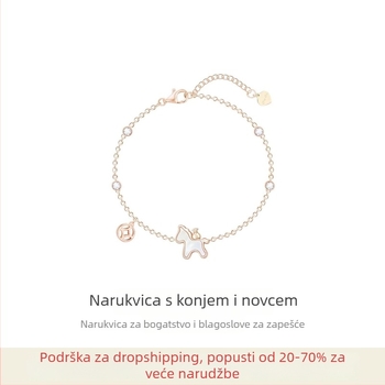 OHOOU Ženski narukvica zodijak Koňa – legura, elektroplating, originalni dizajn, oblik životinje/zodijak, dodatak za ruku