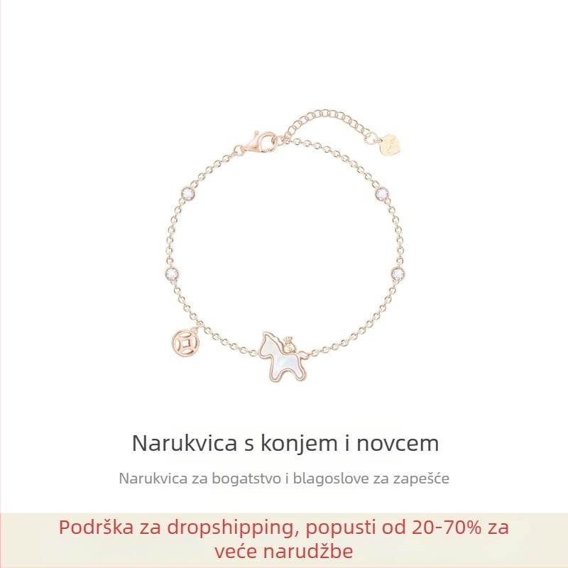 OHOOU Ženski narukvica zodijak Koňa – legura, elektroplating, originalni dizajn, oblik životinje/zodijak, dodatak za ruku