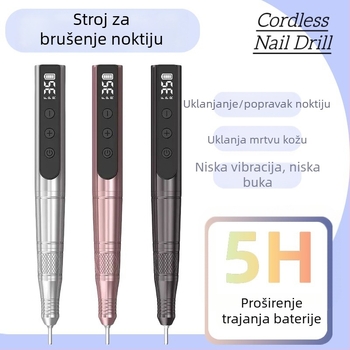 Pero-tip bežična brusilica za nokte s USB zaslonom, prijenosna polirka za nokte, metalno kućište