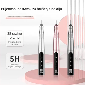 Pero-tip bežična brusilica za nokte s USB zaslonom, prijenosna polirka za nokte, metalno kućište