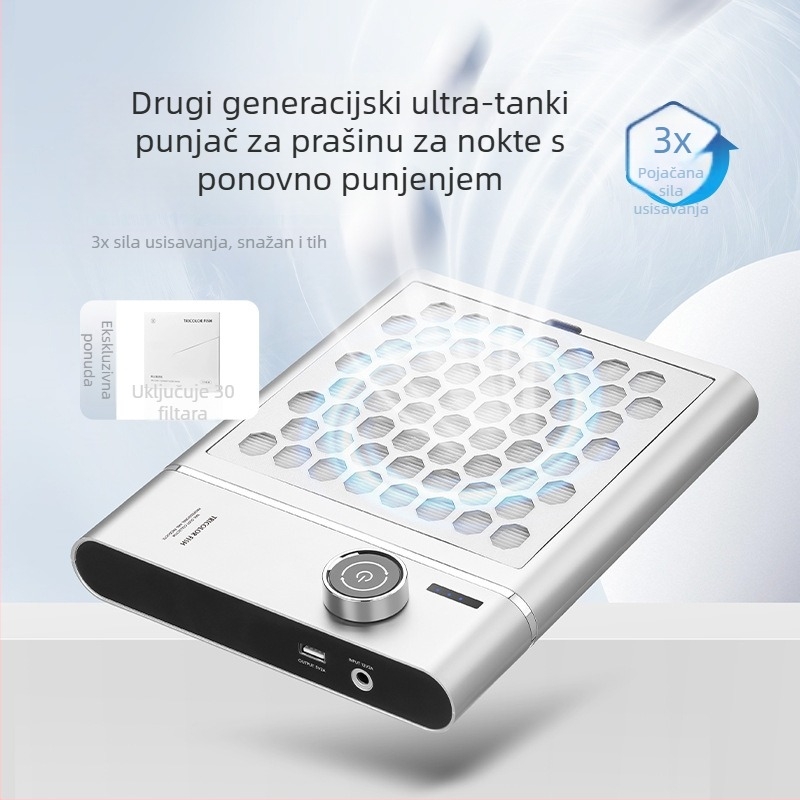 Three-Color Fish druga generacija usisivač prašine za nokte, izuzetno tanak plošni dizajn, tihi alat za uklanjanje i brušenje