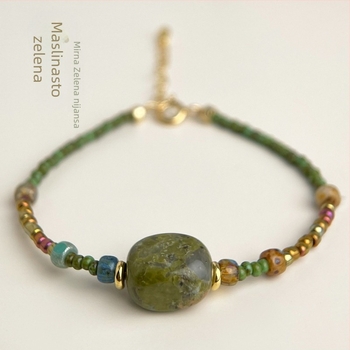 Ručni rad narukvica od prirodnih kamenih i rižastih perli, novi kineski stil, geometrijski oblik, za žene, ljeto 2025