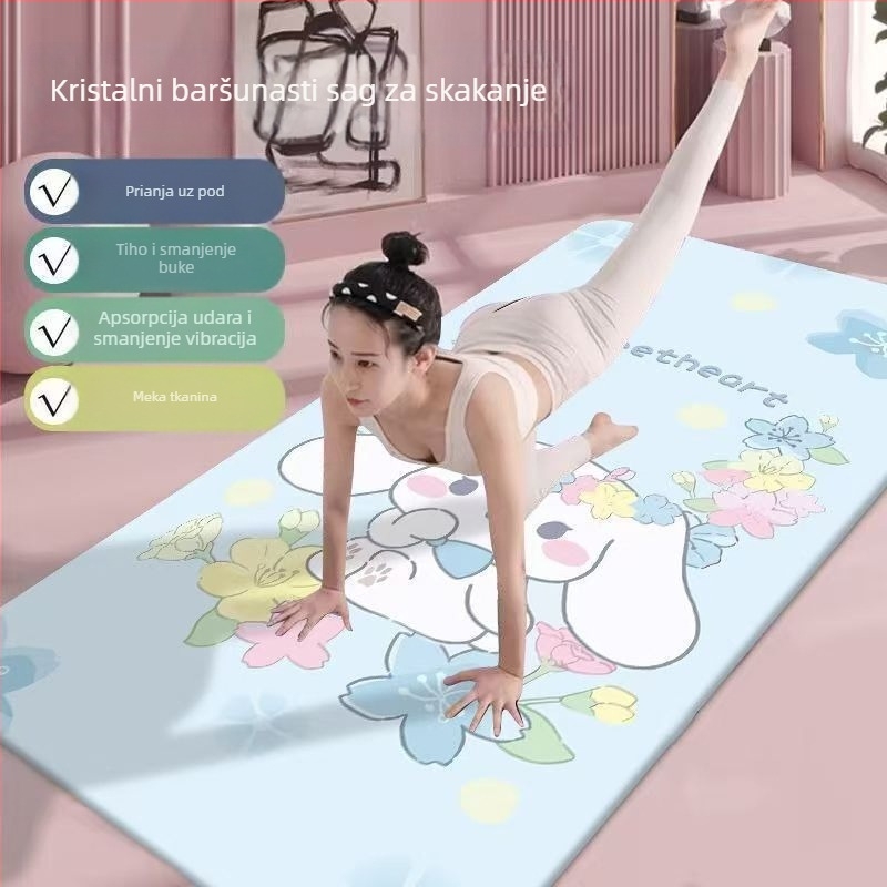 Joga prostirka s crtanim motivom, ekstra debela, apsorbira udarce i protuklizna, za početnike, kućni treninzi