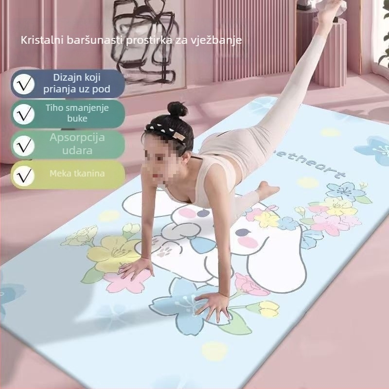 Joga prostirka s crtanim motivom, ekstra debela, apsorbira udarce i protuklizna, za početnike, kućni treninzi