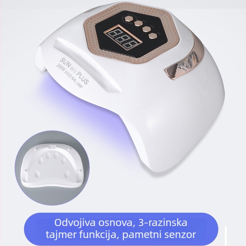 Inteligentna LED lampa za manikuru SUN H11 PLUS, 268W visoko snage fototerapijska lampa i sušilo