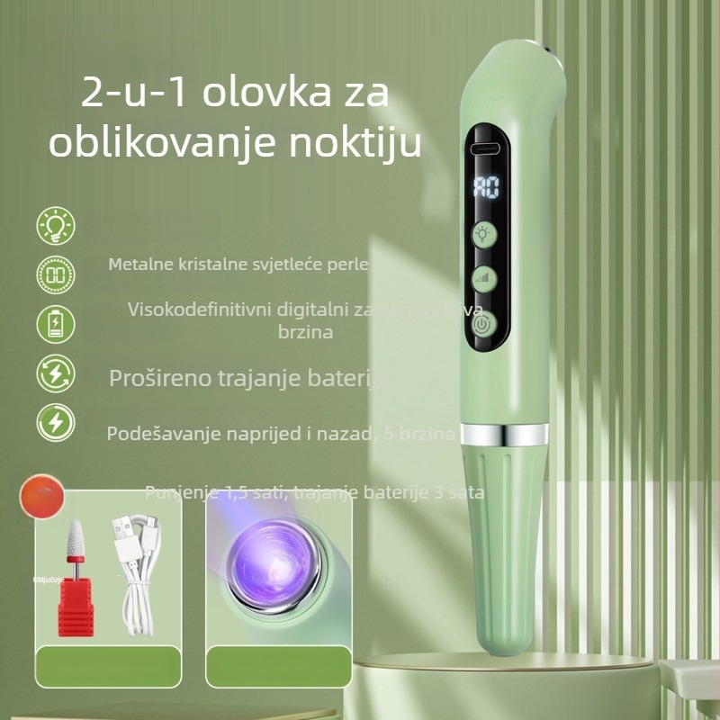 Manikura USB 2-u-1 polirni štapić s ručnom lampom, prijenosno, punjivo (model V5 grinder)