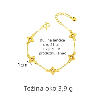 Ženski narukvica s četverostrukom zvijezdom, pozlaćeni bakar, elektroplating, vintage stil, proljeće 2025