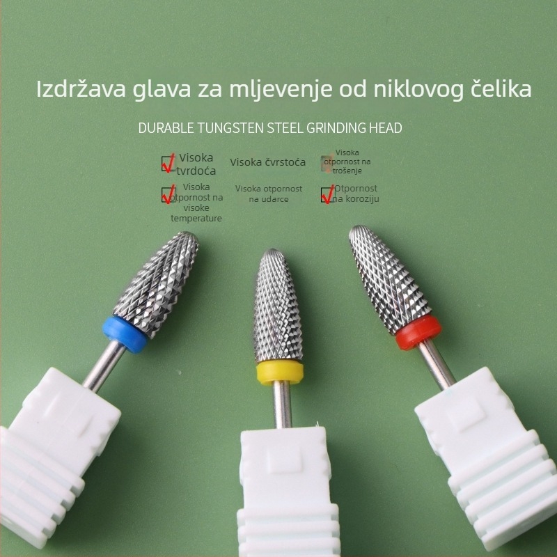 Glava za brušenje noktiju od volframskog čelika za profesionalni manikur i uklanjanje mrtve kože – visoka tvrdoća, otpornost na visoke temperature i koroziju