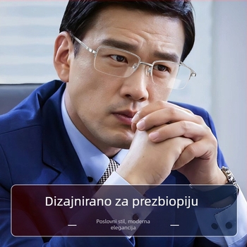 Poluokvirne naočale za čitanje s kristalnim lećama, HD izdržljive, poslovni stil za muškarce