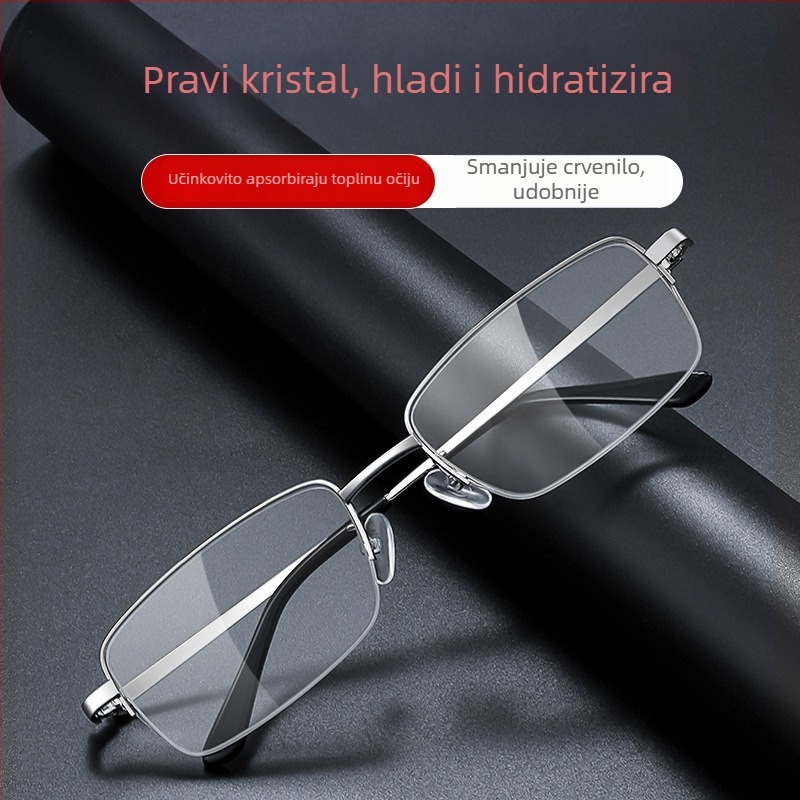 Poluokvirne naočale za čitanje s kristalnim lećama, HD izdržljive, poslovni stil za muškarce