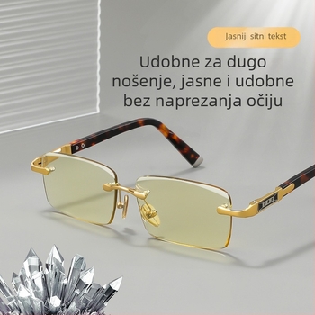 Bezokularne naočale za čitanje s kristalnim lećama, poslovni stil za odrasle s okruglim licem