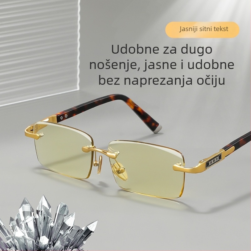 Bezokularne naočale za čitanje s kristalnim lećama, poslovni stil za odrasle s okruglim licem