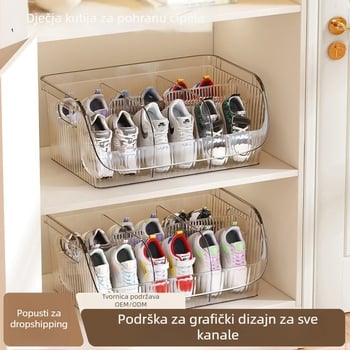 Kutija za pohranu cipela s pregradama, mogućnost slaganja, PET plastika, kapacitet 1 L, velikog kapaciteta