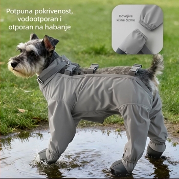Odjeća za pse za velike, srednje i male pasmine za vanjske šetnje; vodootporne hlače s zaštitom trbuha i lakta; zaštita od prašine.