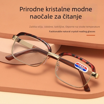 Naočale za čitanje sa staklenim lećama, asferične leće, puni metalni okvir