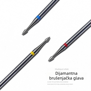 Glava za brušenje noktiju s elektropoliranim dijamantom, lukasti vrh, legura i volfram čelik, OEM