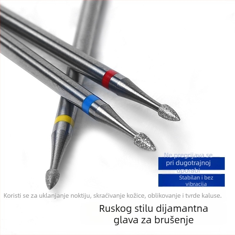 Glava za brušenje noktiju s elektropoliranim dijamantom, lukasti vrh, legura i volfram čelik, OEM
