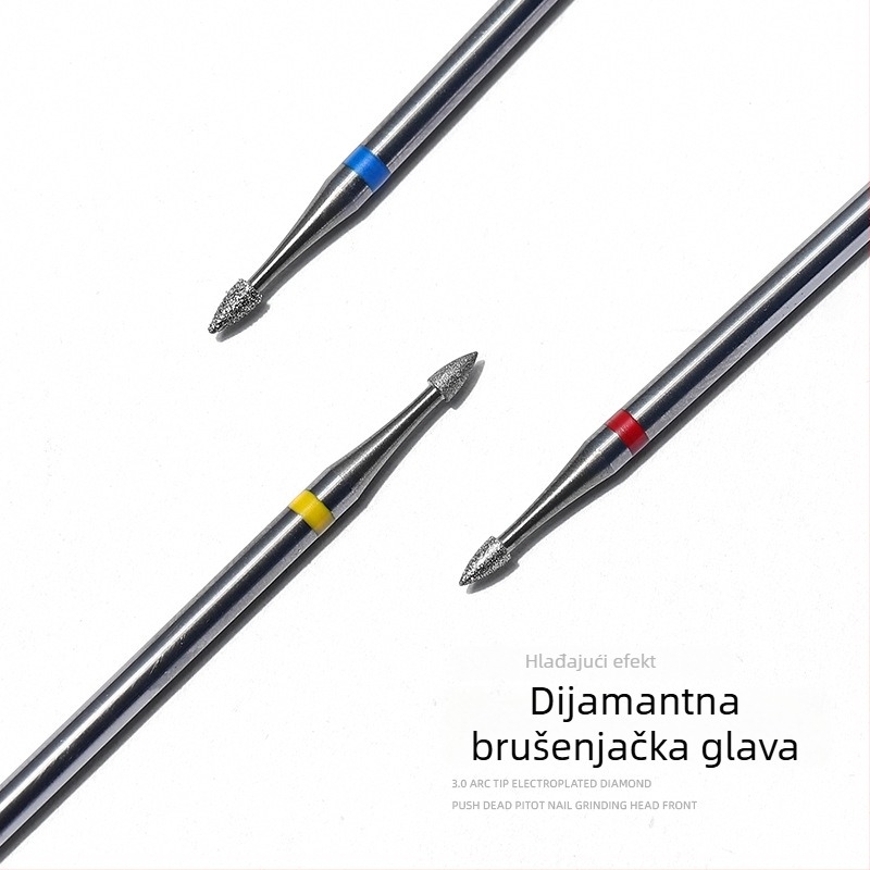 Glava za brušenje noktiju s elektropoliranim dijamantom, lukasti vrh, legura i volfram čelik, OEM