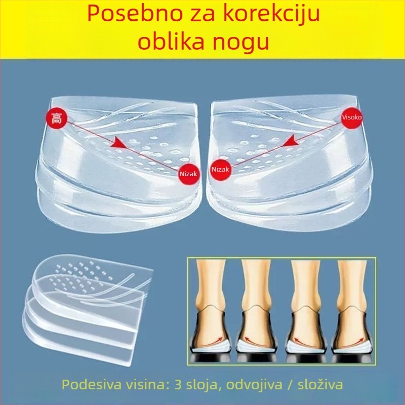 Xo-Type korektor za noge s prednjom/stražnjom podlogom pete, silikon, povećavajući ulošci, za sportske, casual i platnene cipele