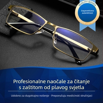 Naočale za čitanje s zaštitom od plavog svjetla, leće od smole, model 8805, potpuno metalni okvir