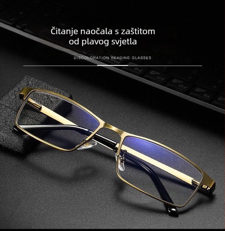 Naočale za čitanje s zaštitom od plavog svjetla, leće od smole, model 8805, potpuno metalni okvir
