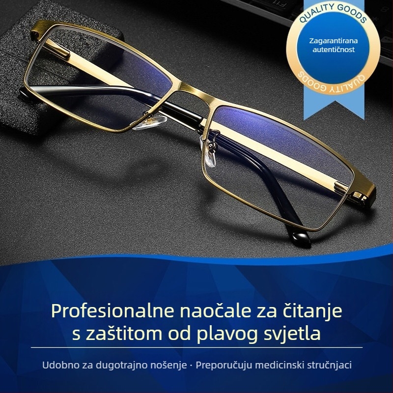Naočale za čitanje s zaštitom od plavog svjetla, leće od smole, model 8805, potpuno metalni okvir